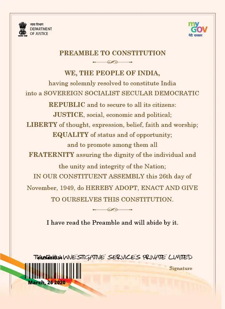 Constitution certificate
