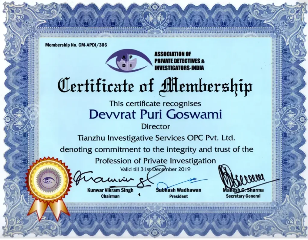 APDI Certificate of Membership 20219